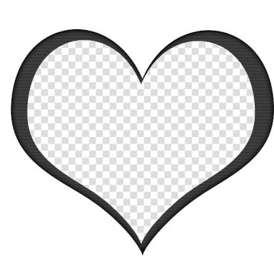 Corazón con contorno negro y fondo transparente.