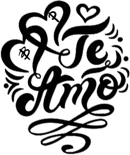 Diseño con la frase "Te Amo" en estilo tipográfico artístico.