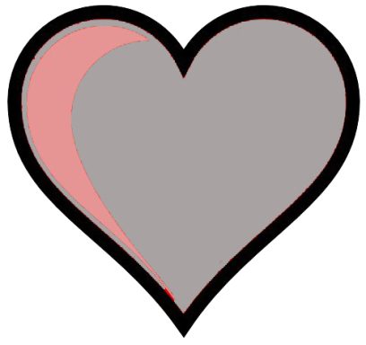 Corazón estilizado en tonos gris y rosa, contornado en negro.