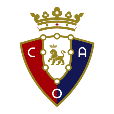 Escudo del Club Atlético Osasuna con un león y una corona en la parte superior.