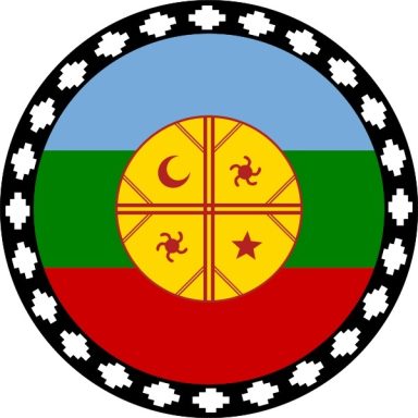 Bandera de la comunidad indígena con colores y símbolos representativos.