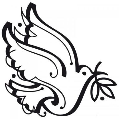 Paloma estilizada con una rama de olivo en su pico, en diseño lineal.