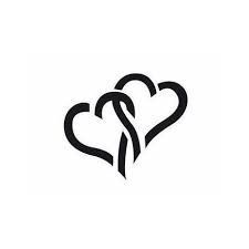 Dos corazones entrelazados formando un diseño elegante y sencillo.
