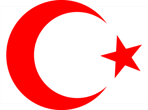 Creciente rojo y estrella en el centro, símbolo de Turquía.